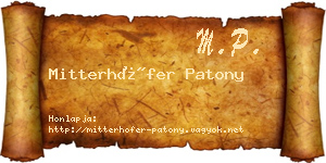 Mitterhöfer Patony névjegykártya